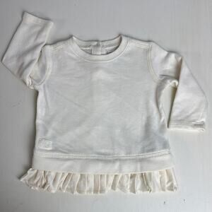Ralph Lauren Cream Long Sleeve Tee with Ruffle Detail